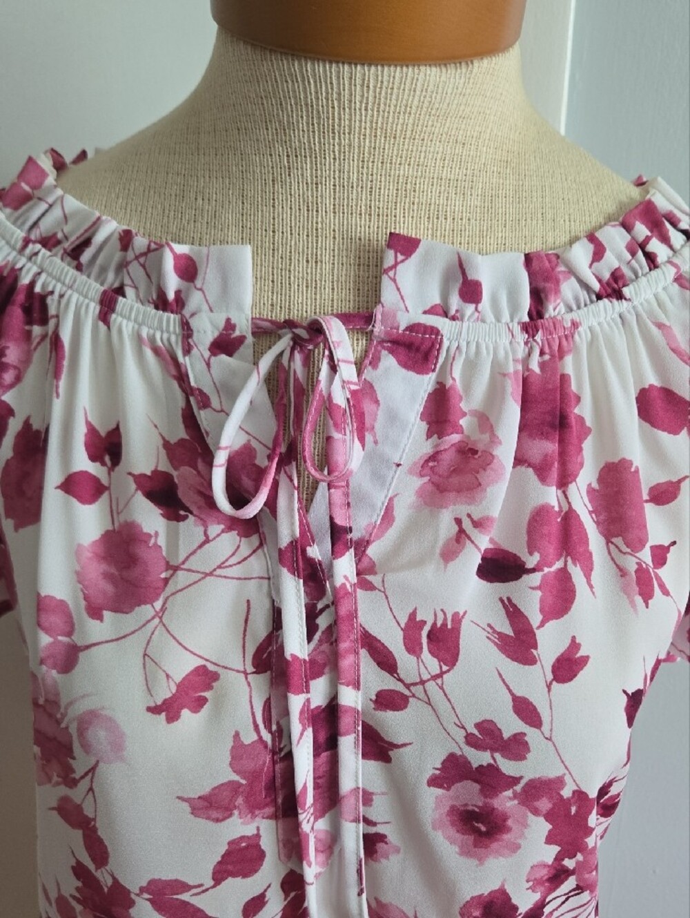 Beautiful Cream Blouse with Pink Floral Print